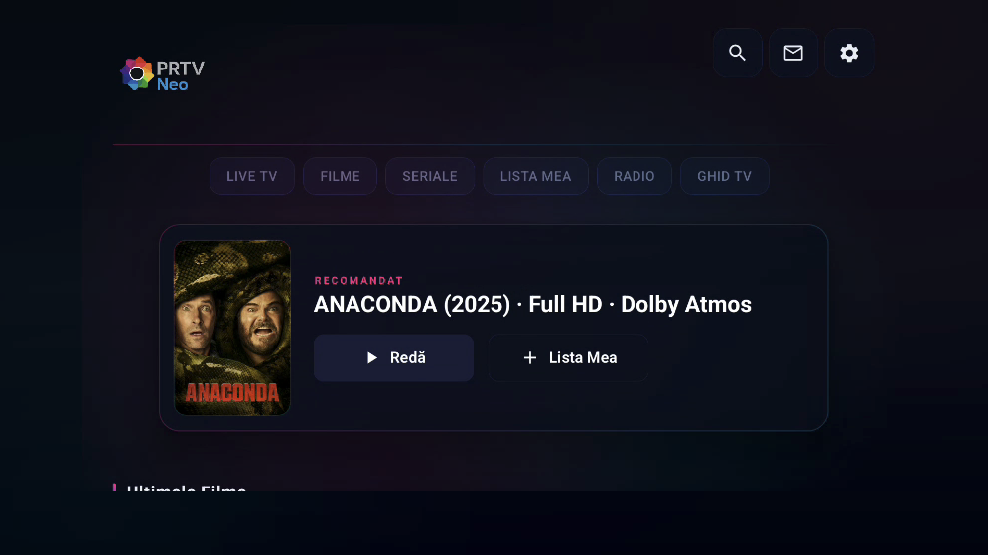 PRTV Neo - Aplicația noastră pe Smart TV