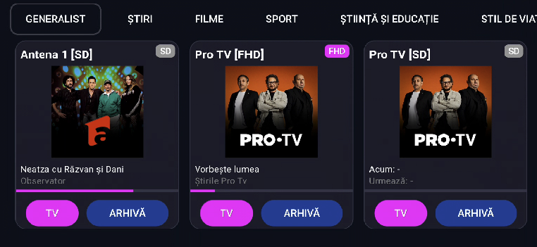 Card canal cu buton Arhivă